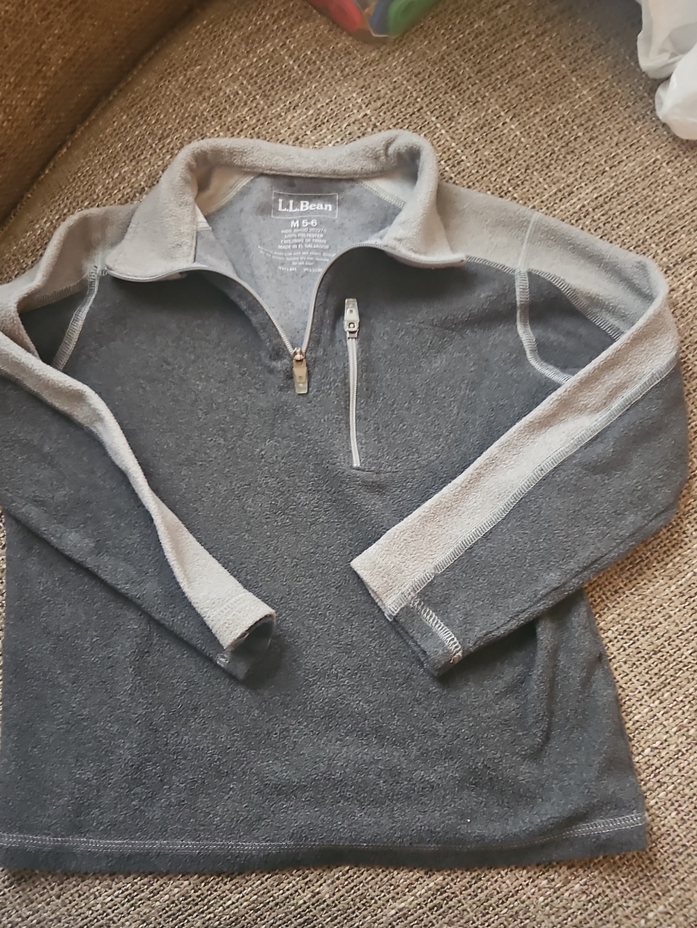 Ll Bean Light Quarter Zip Fleece Boys Outdoor Layering Outerwear Pullover Sz 5-6